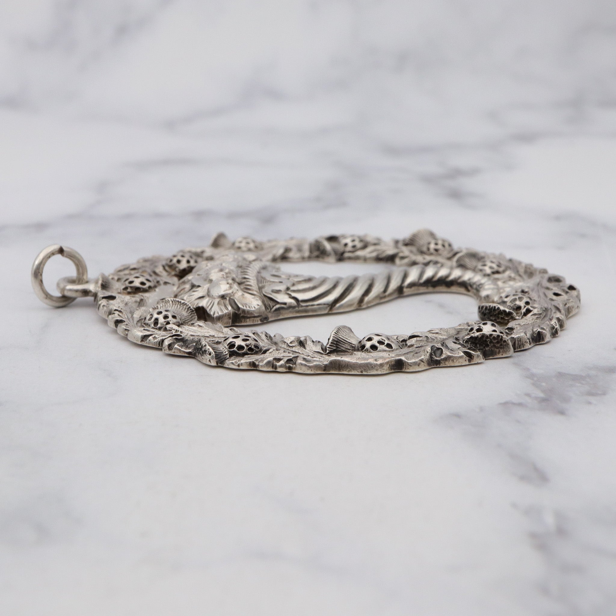 1895 Glasgow, Scotland large sterling thistle & Cornucopia pendant